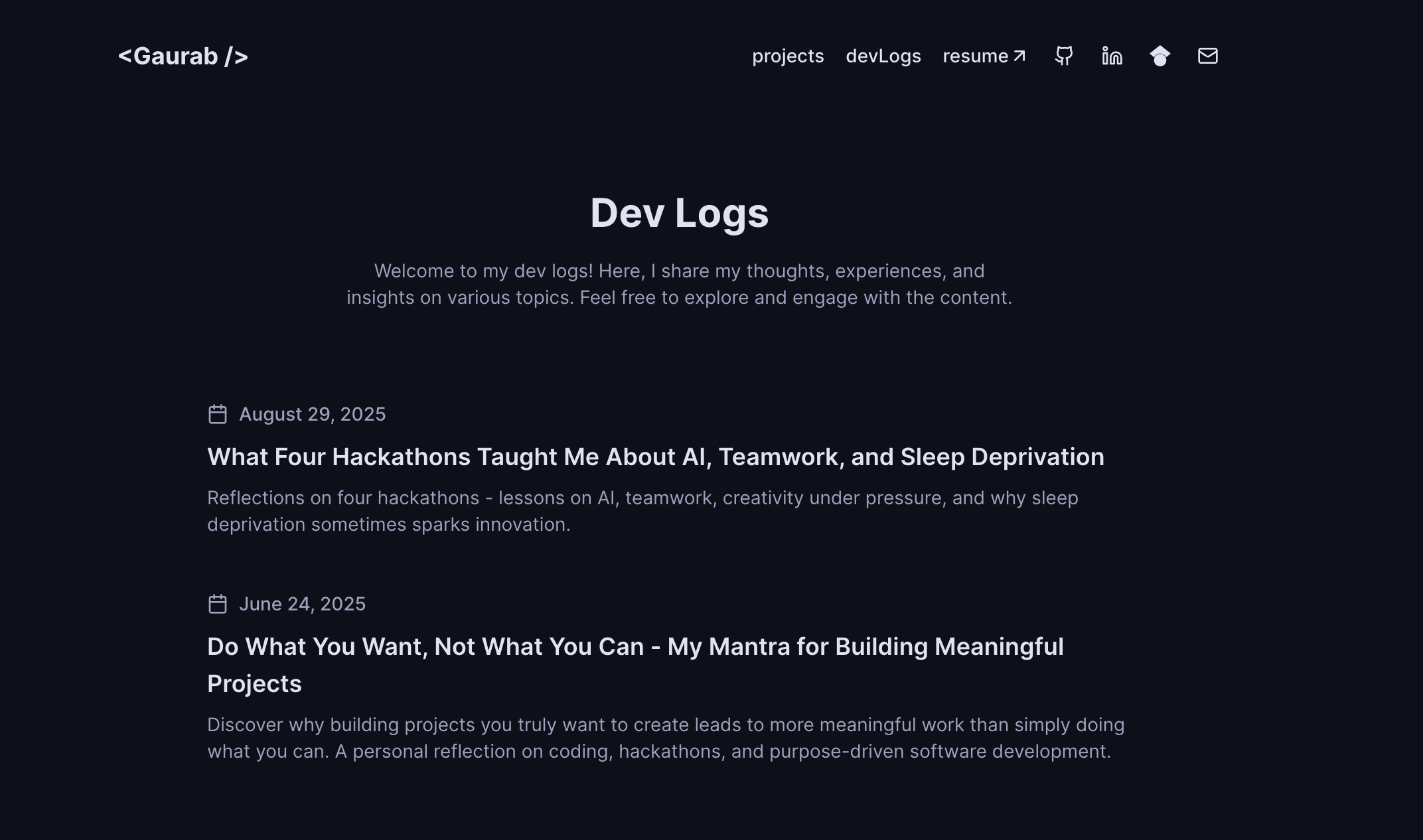 Dev Logs | Gaurab Chhetri